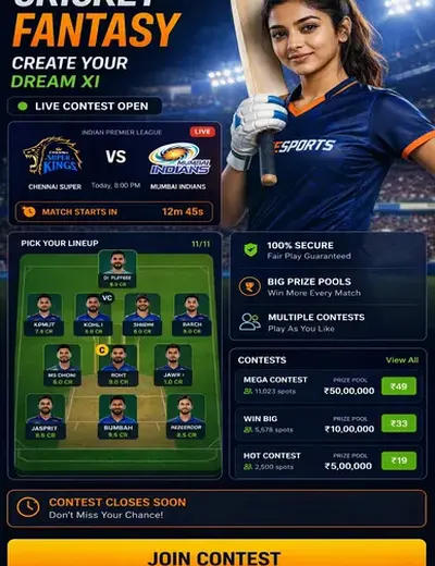 Come (come) fantasy cricket & matchday visual 3